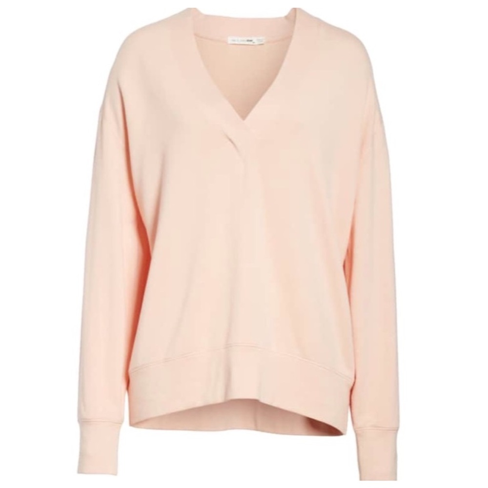 Rag & Bone Pink Long Sleeve V-Neck Peach Flora Pullover Sweater XS cotton